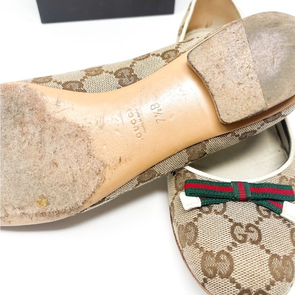 Vintage Gucci GG Supreme Monogram Web stripe Ballet Flat 7.5 - Picture 6 of 6